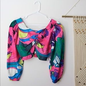 Floral satin crop top